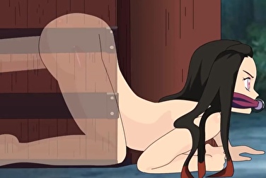 在树林里和 Nezuko 干了一炮，没来得及拔出来 - 现在他把精液射进了她体内。